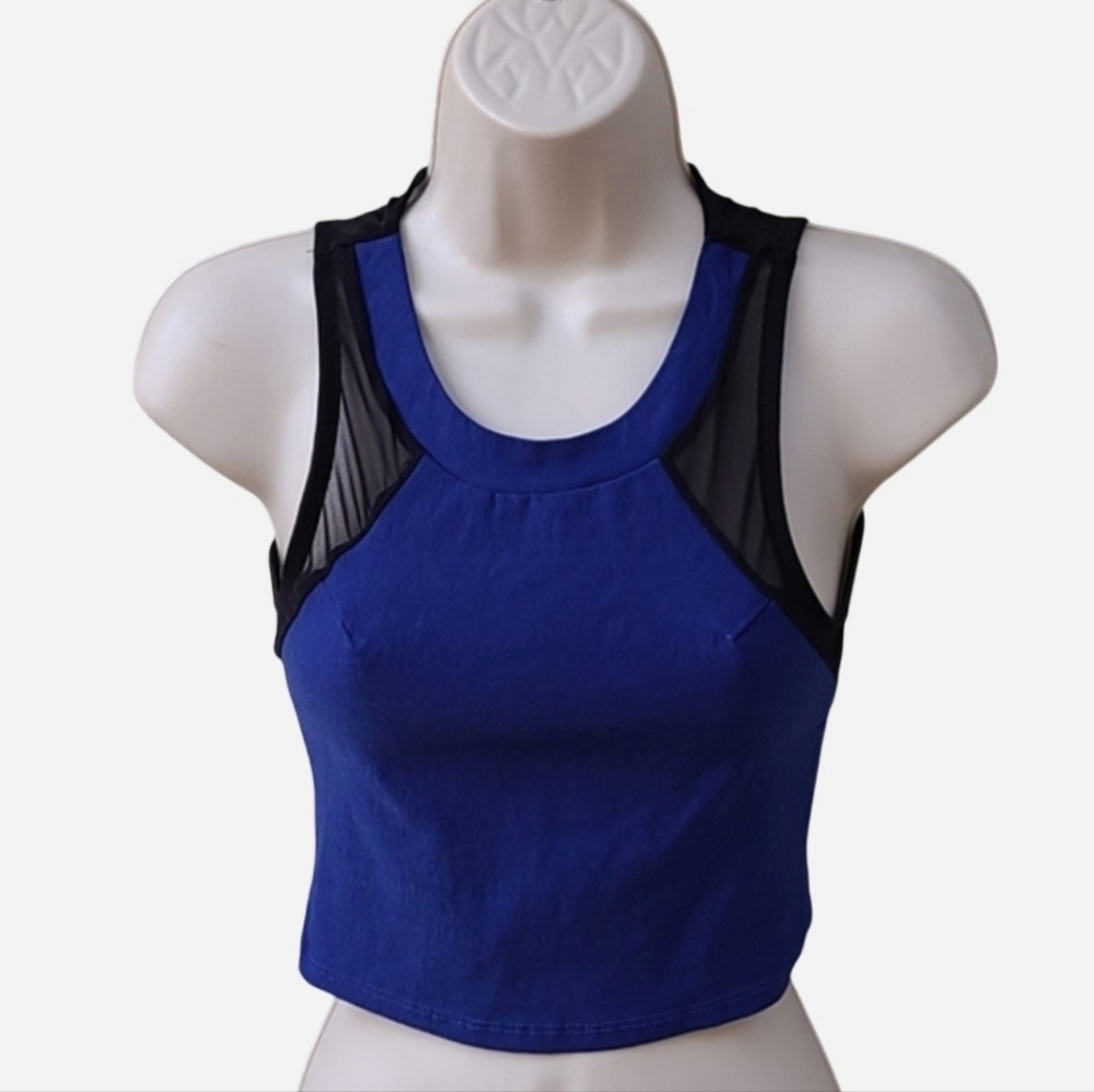 Blue and Black Crop Top